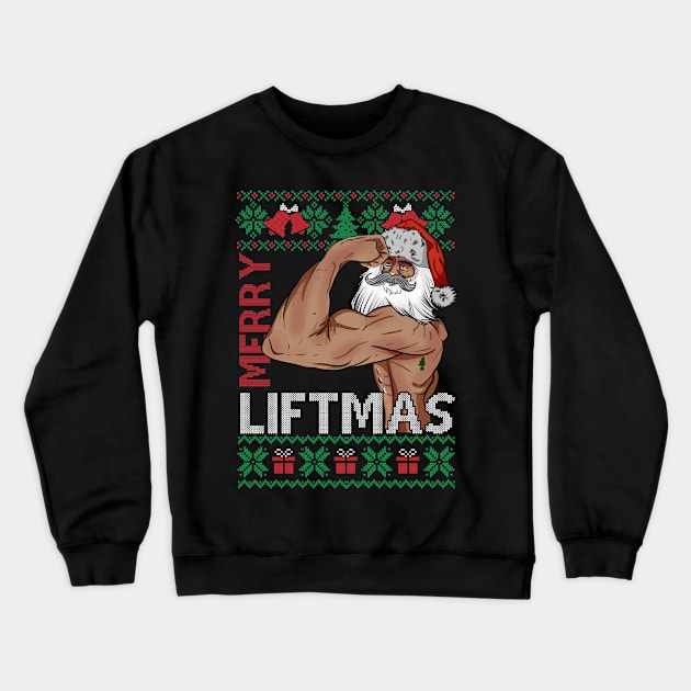 Funny Merry Liftmas Gym Xmas, Santa Gym Christmas Crewneck Sweatshirt by SloanCainm9cmi